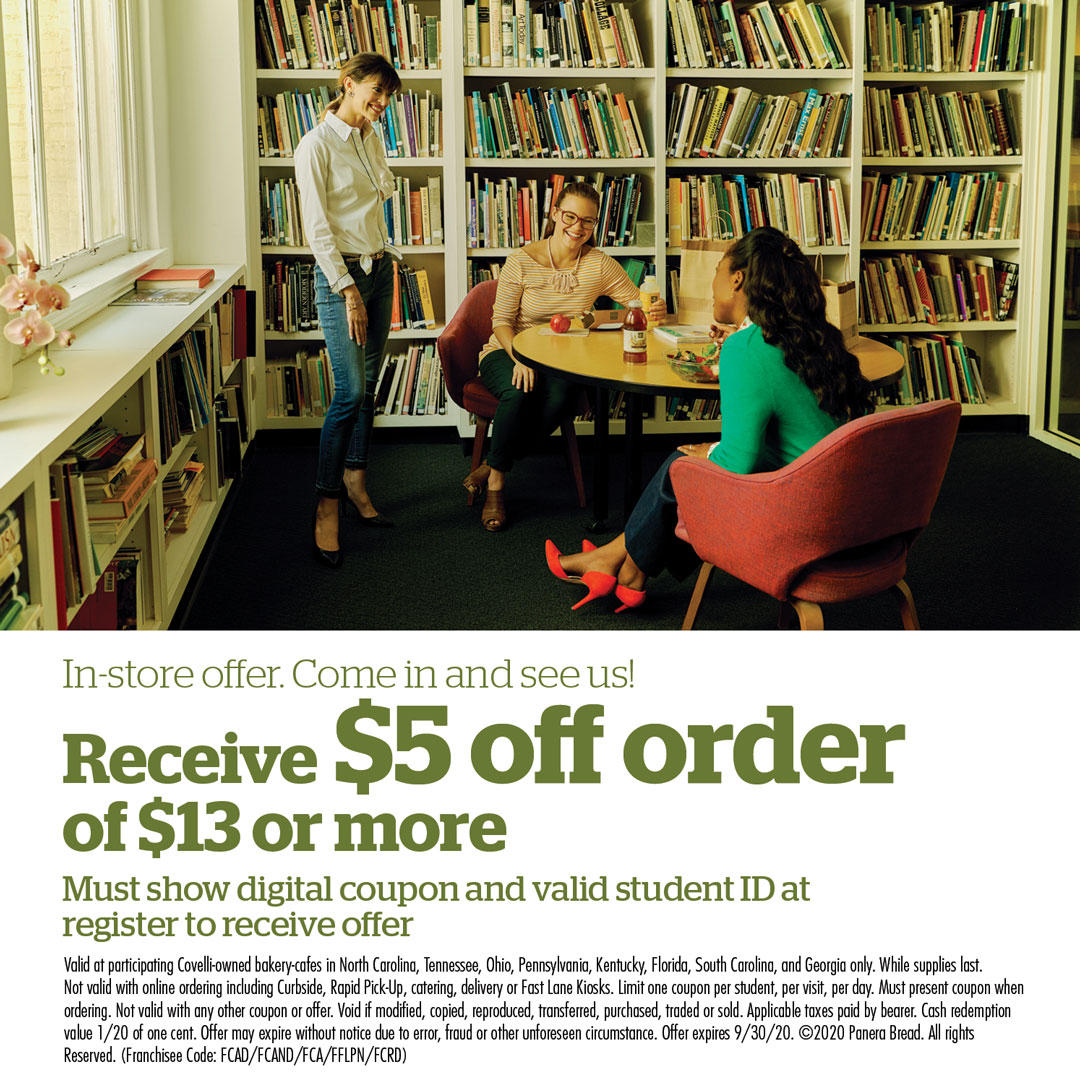 Visit Panera Bread for $5 off order of $13 or more
